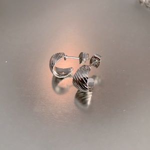 Silver Stud Mini Hoop Earrings